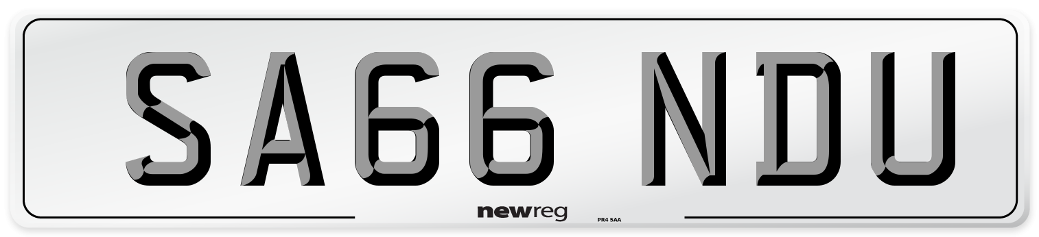 SA66 NDU Number Plate from New Reg